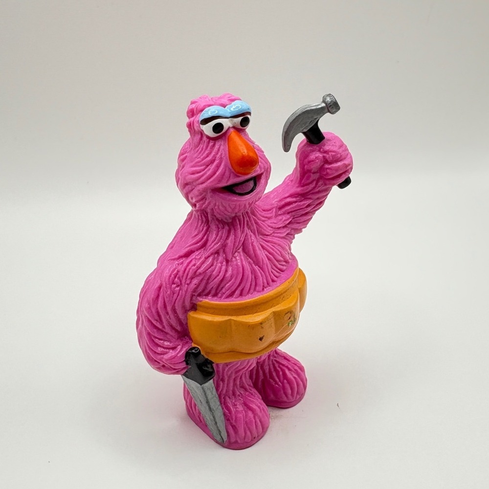 Vintage Sesame Street Yip Yip Martian Pink PVC Figures Set Hammer Saw 3 Inch - Picture 6 of 7